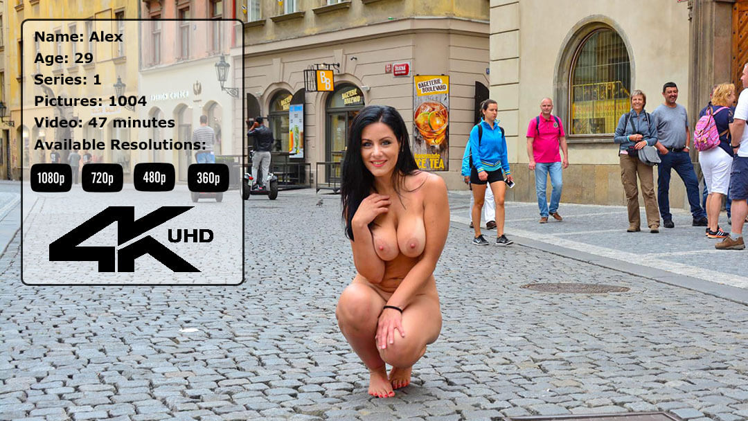 Busty nude in public